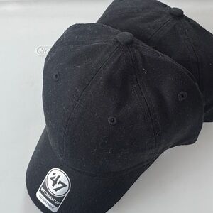 47 Brand Black Baseball Cap with White Logo lot of 3